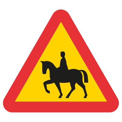 A18 Vägskylt vägmärke Varning för ridande