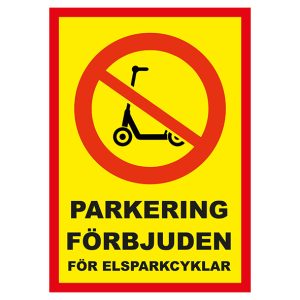 Förbudsskylt Elsparkcykel Parkering förbjuden